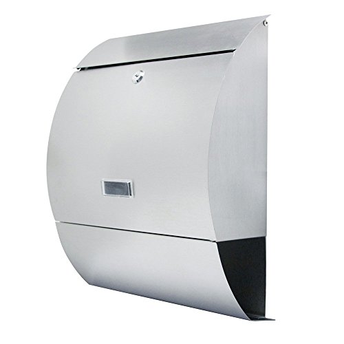 Preisvergleich Produktbild MCTECH Briefkasten Gebürstetes Edelstahl Postkasten Mailbox Zeitung Wandbriefkasten Post Briefkastenanlage Letterbox (E type)