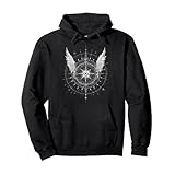 天使の翼と全知の目 天体羅針盤 神秘的オカルトデザイン パーカー