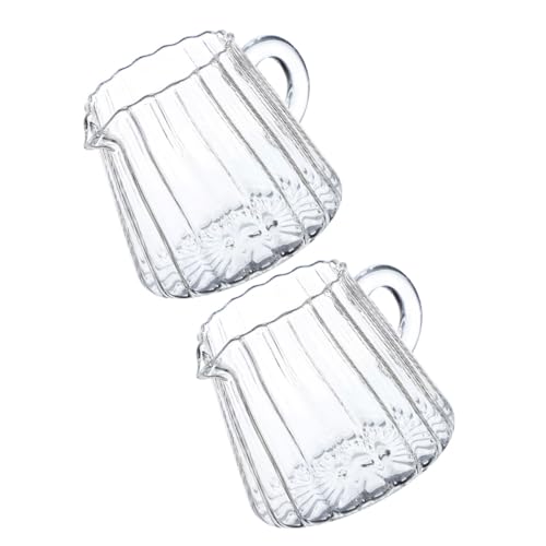 SHINEOFI Pot à lait en verre 200ml lot de 2, pichet mousseur pour café espresso, en verre borosilicate résistant à la chaleur, bec verseur précis pour crème et lait, design transparent ergonomique