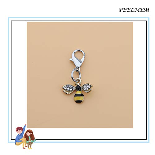 FEELMEM Little Honeybee Zipper Pull - Cute Crystal Yellow Bee Pendant Clip on Charm - Gift for Bee Lover or Beekeeper3