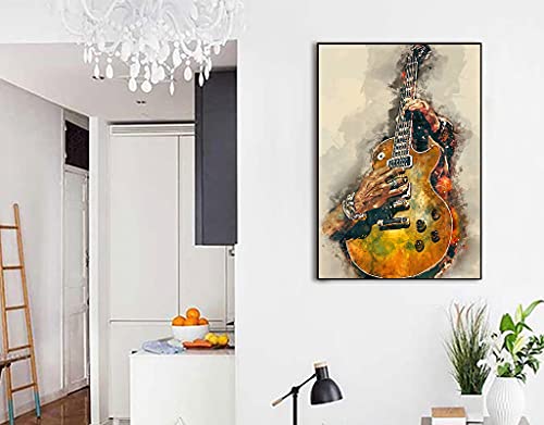 Ccn Ixmah Vintage Style Guitar Art Wall Decor Poster On Concert House Bar Guitar Art Minimalist Art Wall Decorkitchen, Yellow, 16X24Inch-Unframed #TOP1