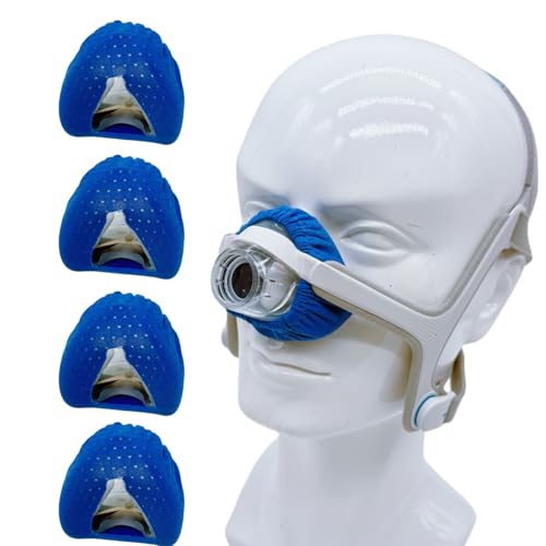 sosoftwell 4 Pack N20 Nasal CPAP Mask Liners Compatible N20 Nasal Mask Cushions Silky Comfort Reducing Facial Redness and Pressure Marks for Enhanced Comfort (Blue, Large)