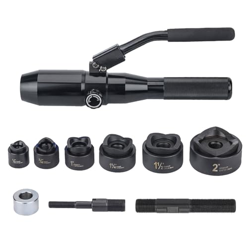 DHMYYXGS Kit De Sacabocados Hidráulicos,Perforadora Láminas Metal Excavadora De Agujeros Hidráulica,Punzonadora De Chapa Metálica con 6 Troqueles,para Aluminio, Latón