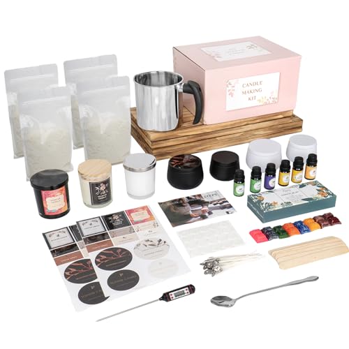 Product Image of the Complete DIY Candle Making Kit Supplies - Full Beginners Soy Candle Making Kit Including Soybean Wax, Dyes, Wicks, Pot, Tins & More