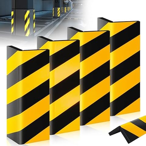 Niuny Ochrona ściany garażowej samoprzylepna 4szt Ochrona ściany garażowej 40x15x1,5cm Ochrona drzwi samochodowych Profil ochronny narożnik samoprzylepny Ochrona narożników Czarny i Żółty do parkingów