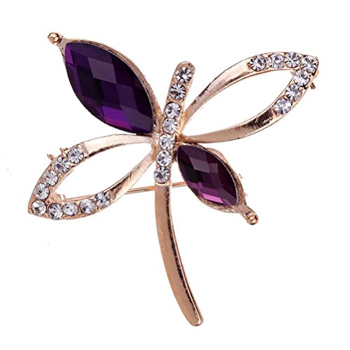 Amybria Nice Gold Plated Crystal Inlay Butterfly Purple Brooch Pin Women Gift