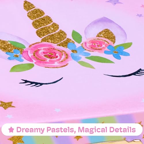Image of Jewelkeeper Girl's Musical Jewelry Storage Box with Spinning Unicorn, Glitter Rainbow and Stars Design, The Beautiful Dreamer Tune