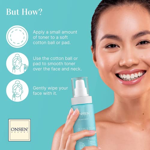 Onsen Secret Clean & Clear Face Toner - Balancing & Replenishing Astringent Daily Perfecting & Revitalizing Toner W/ Witch Hazel, Aloe Vera, Green Tea, Alcohol-Free, Skin Care Toner For Face, 5.07 Fl Oz #TOP3