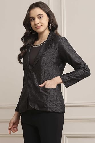 Image of BIBA Women Polyester Embroidered Jacket