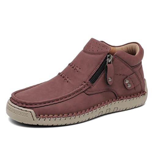 Bottines à enfiler avec fermeture éclair latérale pratique bottines femme bordeaux 5