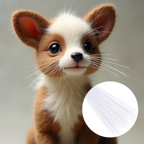 Image of 300PCS Simulated Animal Whiskers for Crafts, 3 Inches Craft Animal Whiskers Simulated Cat Whisker Animals Needle Felting Whiskeres Plastic Supplies for Stuffed Whisker Muppet (White)