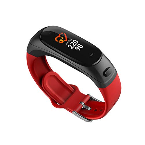 Preisvergleich Produktbild AIFB Bluetooth-Kopfhörer Smart Armband Schrittzähler Pulsmesser Aktivitäts-Tracker Wecker Schlafmonitor Blutdruckmonitor Für Android iOS Phone,Red-OneSize