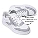 Tifimuca Women's Vegan Leather Low Top Lace Up Non Slip Walking Running Sneakers Skateboard Tennis Shoes Comfortable Casual Athletic Versatile Fashion Sneakers White/Grey