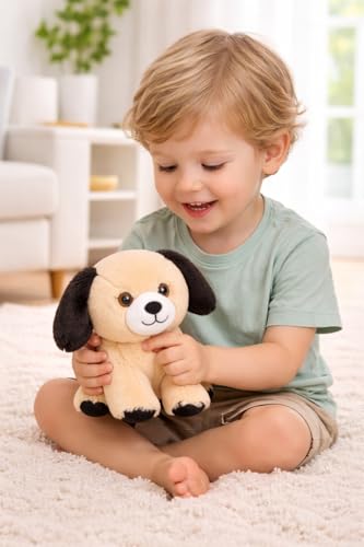 Image of Plush Dog Toys for Kids Stuffed Animal Puppy Soft Toy, Birthday Gift, Adorable Gifts for Kids and Adult, Glitter Eyes, 23 CM (Beige) | for Boys & Girls