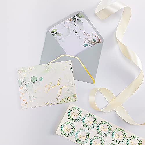36 Pack Thank You Card Gold Foil Blank Note Cards With Greenery Envelopes – Include Stickers, Perfect For Wedding,Baby Shower, Bridal Shower And All Occasions #TOP1
