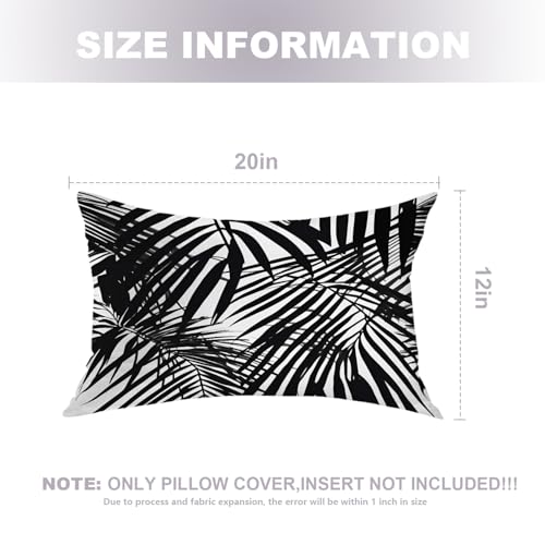 Housse de coussin palmier noir et blanc lavable avec fermeture éclair cachée - 6