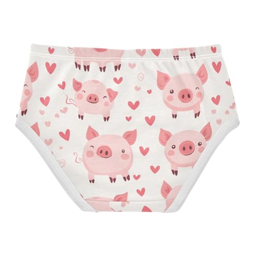 Wusikd Cute Pink Pig Girls' Underwear Cotton Hearts Girls Briefs Soft Toddler Underwear 2T2