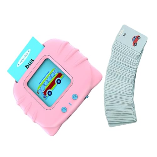 ibasenice Juego de Tarjetas de Aprendizaje de Inglés para 56 Piezas Color Rosa Material Resistente y Superficie Suave Máquina Educativa para Desarrollo de Memoria y Coordinación Visual