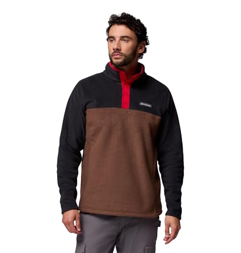 Columbia Mens Steens Mountain Half Snap Fleece Jacket, Tobacco/Black/MTN Red, Medium