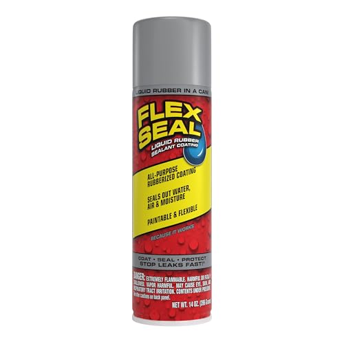 Image of Flex Seal, 14 oz, 1-Pack, Gray, Stop Leaks Instantly, Waterproof Rubber Spray On Sealant Coating, Perfect for Gutters, Wood, RV, Campers, Roof Repair, Skylights, Windows, and More