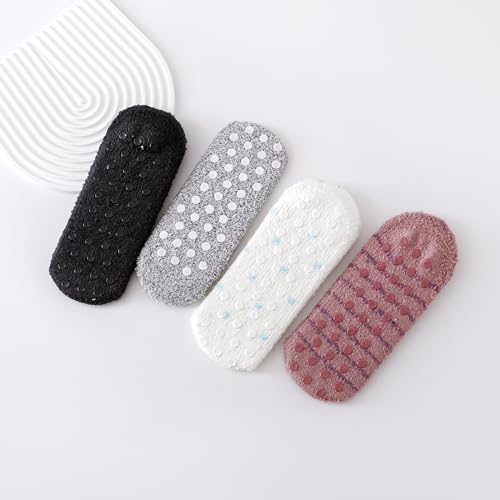 Image of SKOLA Cozy Winter Fuzzy Women Socks Grip Slippers Fluffy House Non Skid Microfiber Socks