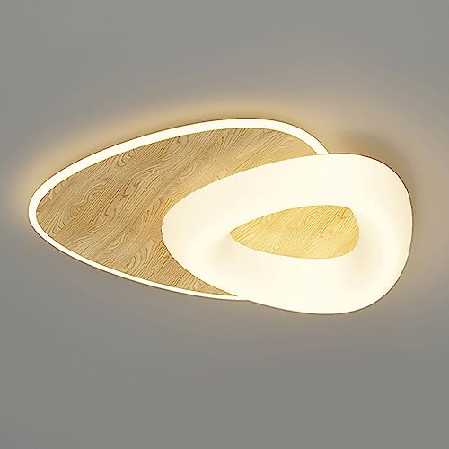 Lámpara de techo LED regulable moderna de 38W triangular de metal acabado madera 2