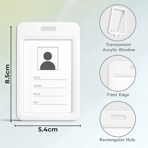 Image of ABHA Print Plastic ID Card Holder with Premium Lanyard for Office /School (Vertical) (White, Pack of 3pcs.)
