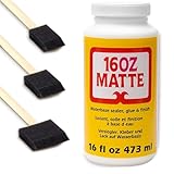 Modge Pod 16 oz Matte Waterbase Sealer, Glue and Finish, Clear with 3 Foam Brushes