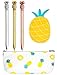 JeVenis Set of 5 Pineapple Pens Ballpoint Pens with Pineapple Pencil Pouch Bags Ins Style Pineapple Notes Stickers for Office School Gift