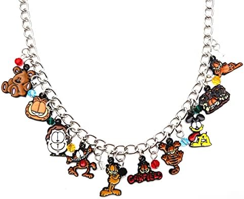 JDHFJFH Garfeld Charm Necklace Metal Anime Gifts Pendant Necklace for Boys Girls and Women