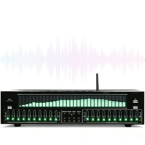 Ecualizador Gráfico Estéreo, Ecualizador Digital con Bluetooth 5.4, Pantalla LED Dinámica de Espectro, Reducción de Ruido, Decodificador Óptico y Coaxial para Home Theater, Estudio de Grabación, Escenario y Concierto miniatura 1
