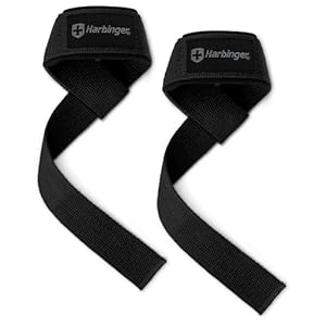 Harbinger Padded Cotton Lift Straps – Soft, Supportive Neotek Wrist Pads – 21.5″ Length, 1.5″ Width – Reinforced Edges & Heavy-duty Stitching – Cushions Wrists for Lifting Support