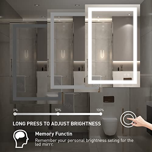 Ftoti 36 X 24 Inch Led Bathroom Mirror For Vanity,Wall Mounted Lighted Mirror, Frameless Bathroom Mirror With Lights Dimmable Anti-Fog Memory Function(Horizontal&Vertical) #TOP3