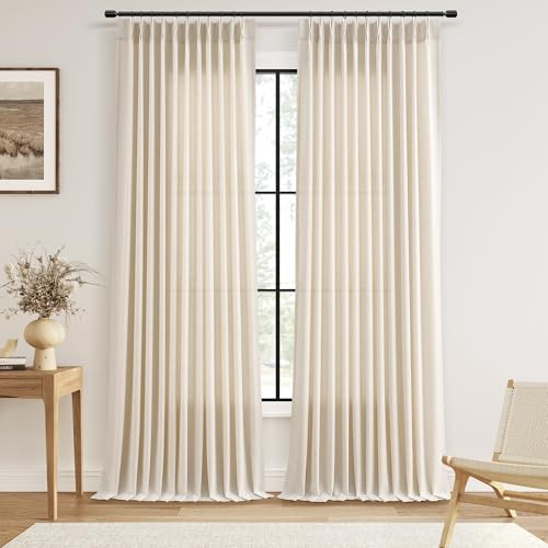 60 Inch Extra Wide Pinch Pleated Linen Curtains 90 Inch