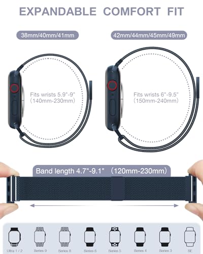 Image of Original Stainless Steel Milanese Loop Compatible with Apple Watch Band 38mm 40mm 41mm 42mm 44mm 45mm 46mm 49mm, Magnetic Clasp Band for iWatch Series 11 10 9 8 7 6 5 4, SE 3 2 1 Ultra3 2, Women & Men