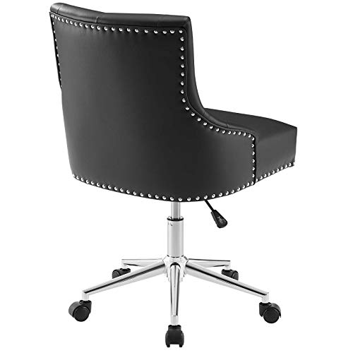 Modway Regent Tufted Button Faux Leather Swivel Office Chair With Nailhead Trim In Black #TOP2