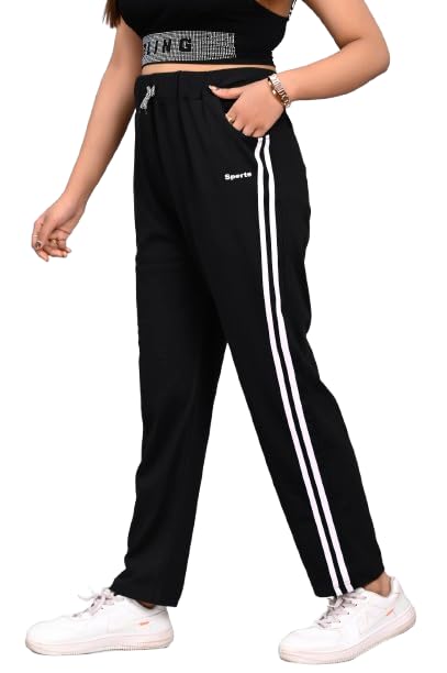 sk wardrobe Women’s Track Pants with Side Stripes | High Waist Joggers | Casual Sportswear & Gym Wear Trousers-picture-23