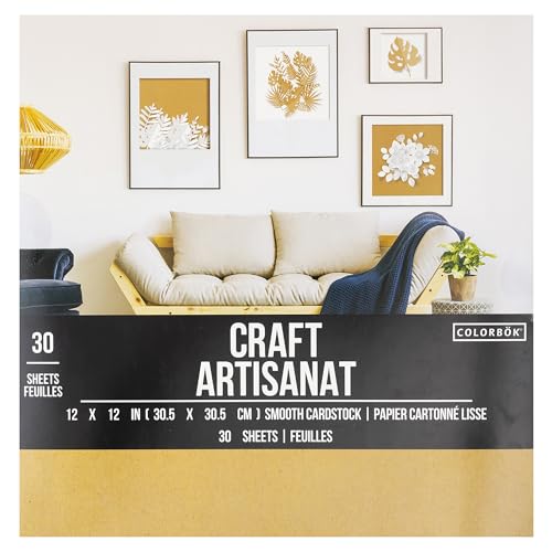 Colorbok Kraft Paper 12x12, 30 Sheets - 20lb Brown Copy Paper - Smooth Double Sided Cardstock for Crafts, Scrapbooking, and DIY Gift Wrap