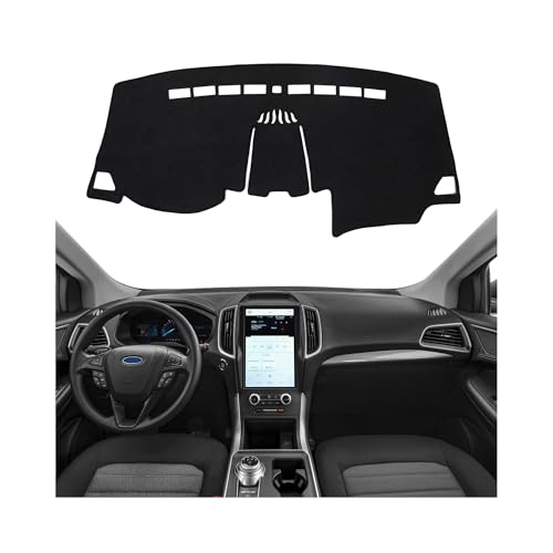 BIBLOZ Dash Cover for Ford Edge 2015-2024 Accessories Black Flannel Dashboard Cover Mat Car Dashboard UV Sun