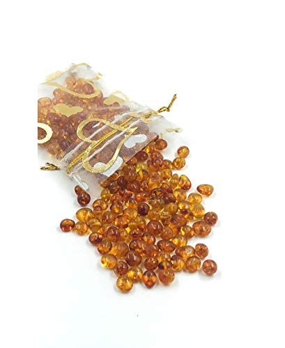 Polished Natural Baltic Amber Loose Beads with Drilled Hole - 5 Grams - Certified Natural Amber Beads for Jewelry Making (Cognac)