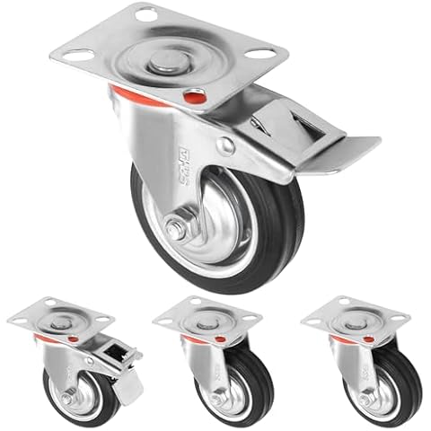 H&S 75mm Swivel Castors with Brakes Cover
