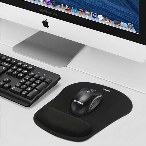 TECKNET Podkładka Pod Mysz z Podparciem z Pianki Pamięciowej, Ergonomiczna Podkładka Pod Mysz, Antypoślizgowa Gumowa Baza, Specjalna Tekstura, Powierzchnia Odporna na Wodę (żelazo)