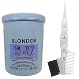 Blondor Multi Blonde 7 Powder Lightener Blondor Bleach Powder 800 grams and M Hair Designs Tint Brush (Bundle)