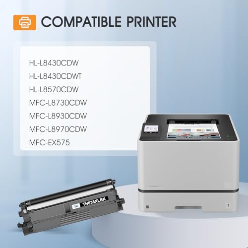Image of TN635XL TN635 Black Toner Cartridge TN635XLBK for Brother MFC-L8930CDW | Compatible for Brother TN 635XLBK TN635BK TN-635XL HL-L8430CDW MFC-L8730CDW HL-L8570CDW MFC-L8970CDW HL-L8430CDWT Printer