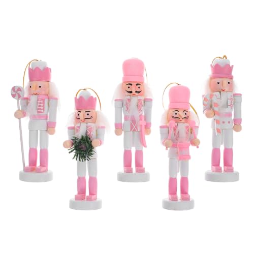 TOYANDONA 5 Piezas Adorno de Mesa Navideño Cascanueces de Madera para