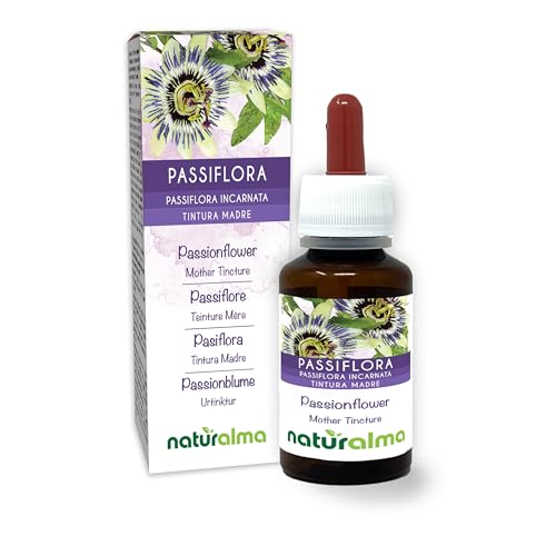 Passionsblume (Passiflora incarnata) Kraut mit Blüten Alkoholfreier Urtinktur Naturalma - Flüssig-Extrakt Tropfen 60 ml - Nahrungsergänzungsmittel - Veganer