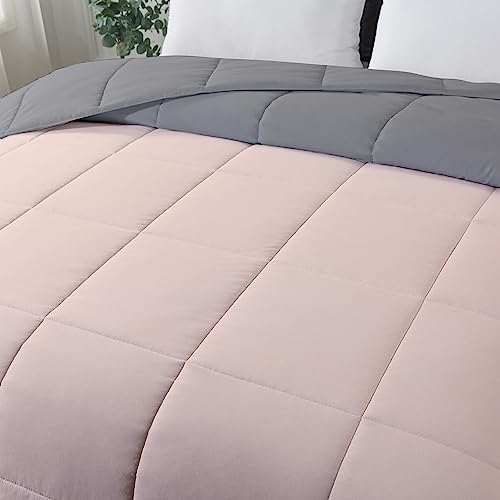 Image of Razzai Restful Sleep Microfiber Summer Season Ac Reversible Comforter 220 GSM (90 inch x 90 inch Inches /228cm x 228cm) - Queen Size Comforter|Silver /Peach|