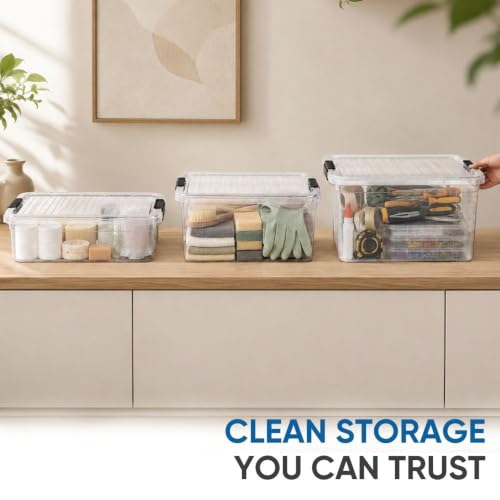 Image of Superio 7.4 Quart Clear Plastic Storage Bin with Lid, Stackable Organizer Box, BPA-Free Storage Container for Home, Garage, School & Office, 1 Pack