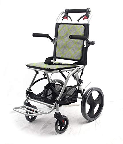 yuwell Lightweight Transport Wheelchair with HandBrakes,18 lbs Folding Transport Chair, 12 inch Wheels