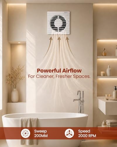 Image of Sujata 8 Inch Premium Exhaust Fan for Kitchen, Bathroom & Office | 2 Years Warranty | 200MM High Speed Exhaust Fan | 2000 RPM | 100% Copper Winding Motor | Strong Air Suction (APB81 - White)
